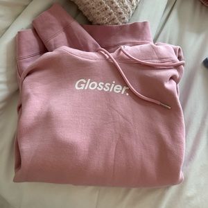 Glossier classic pink sweatshirt